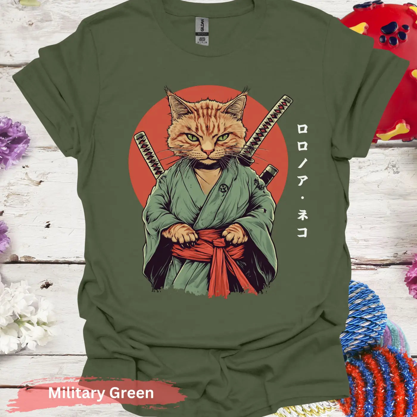 Roronoa Neko T-shirt - S / Military Green - Physical Item