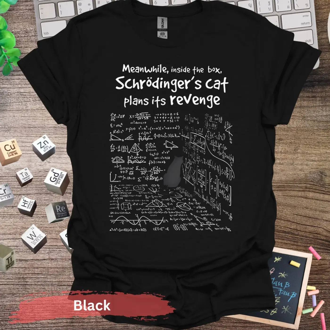 Schrodinger’s Cat Plans Its Revenge T-shirt - S / Black - Physical Item