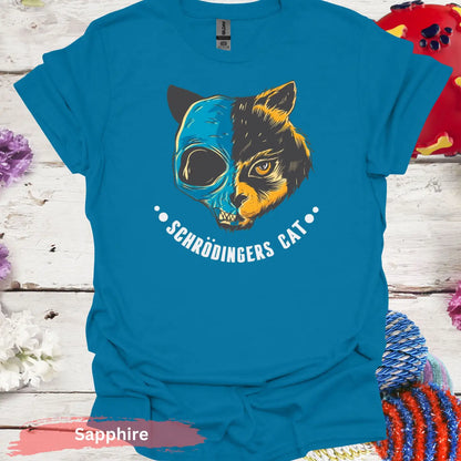 Schrödinger’s Cat Half Skull T-shirt - S / Sapphire - Physical Item