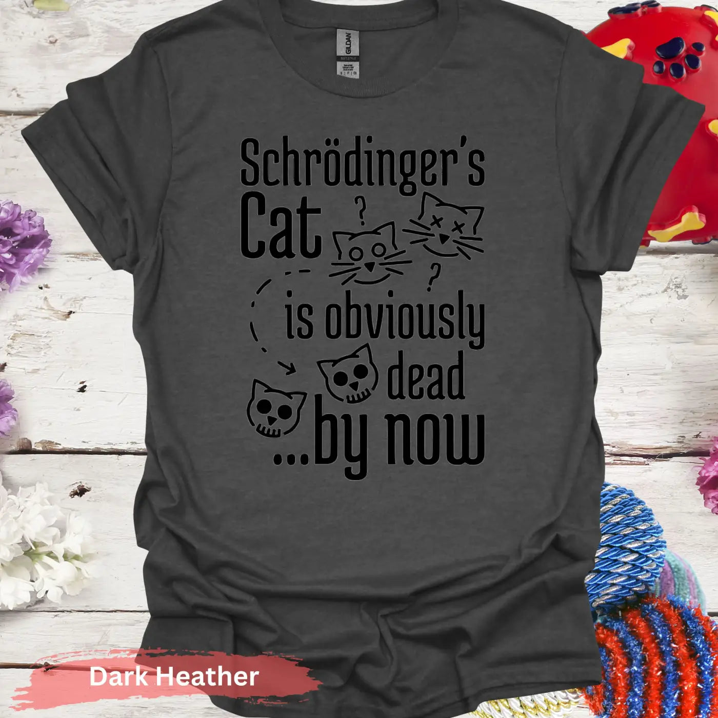 Schrödinger’s Cat is Obviously Dead T-Shirt - S / Dark Heather - Physical Item