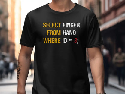 Select finger from hand where ID=3 hilarious computer science T-Shirt - Physical Item