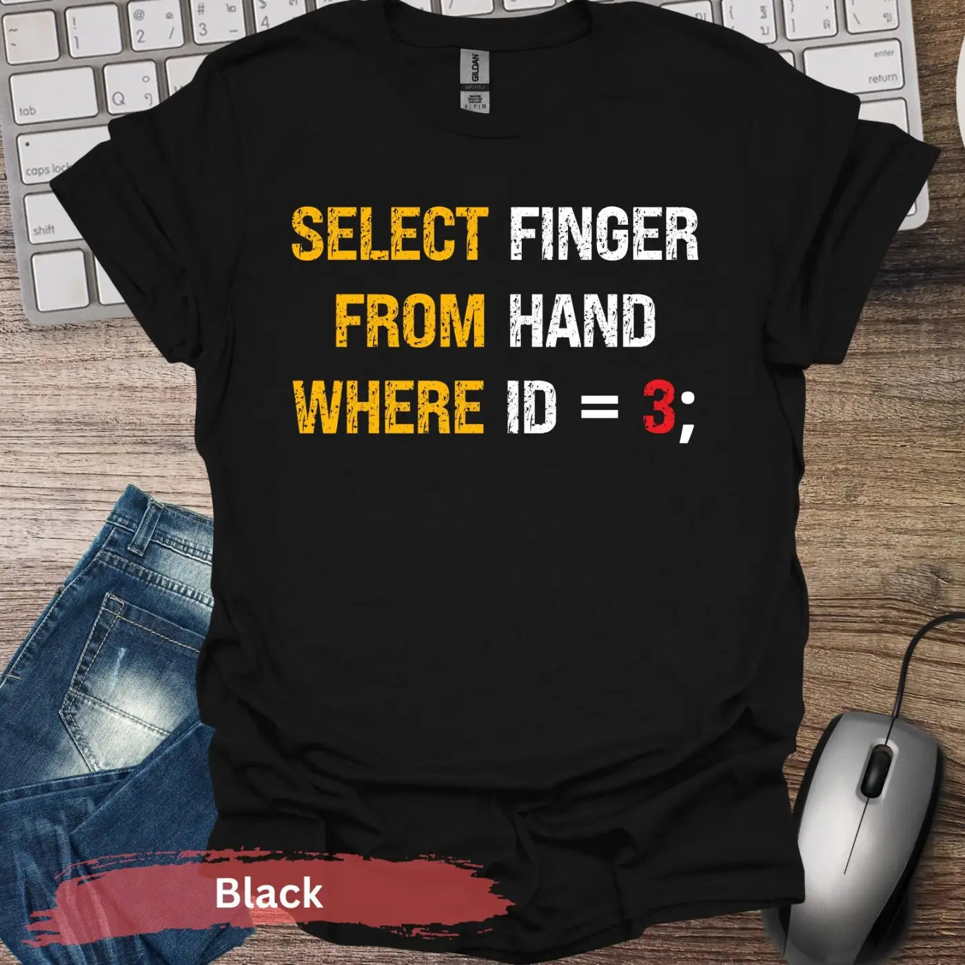 Select finger from hand where ID=3 T-Shirt - S / Black - Physical Item