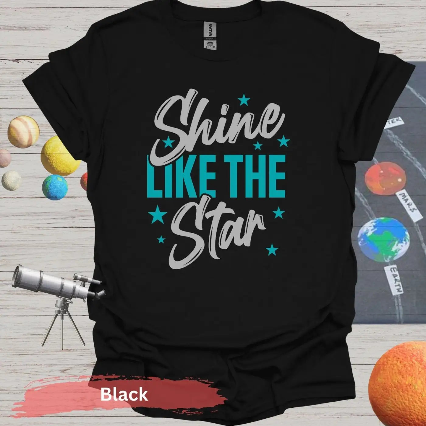 Shine Like The Star T-Shirt - S / Black - Physical Item