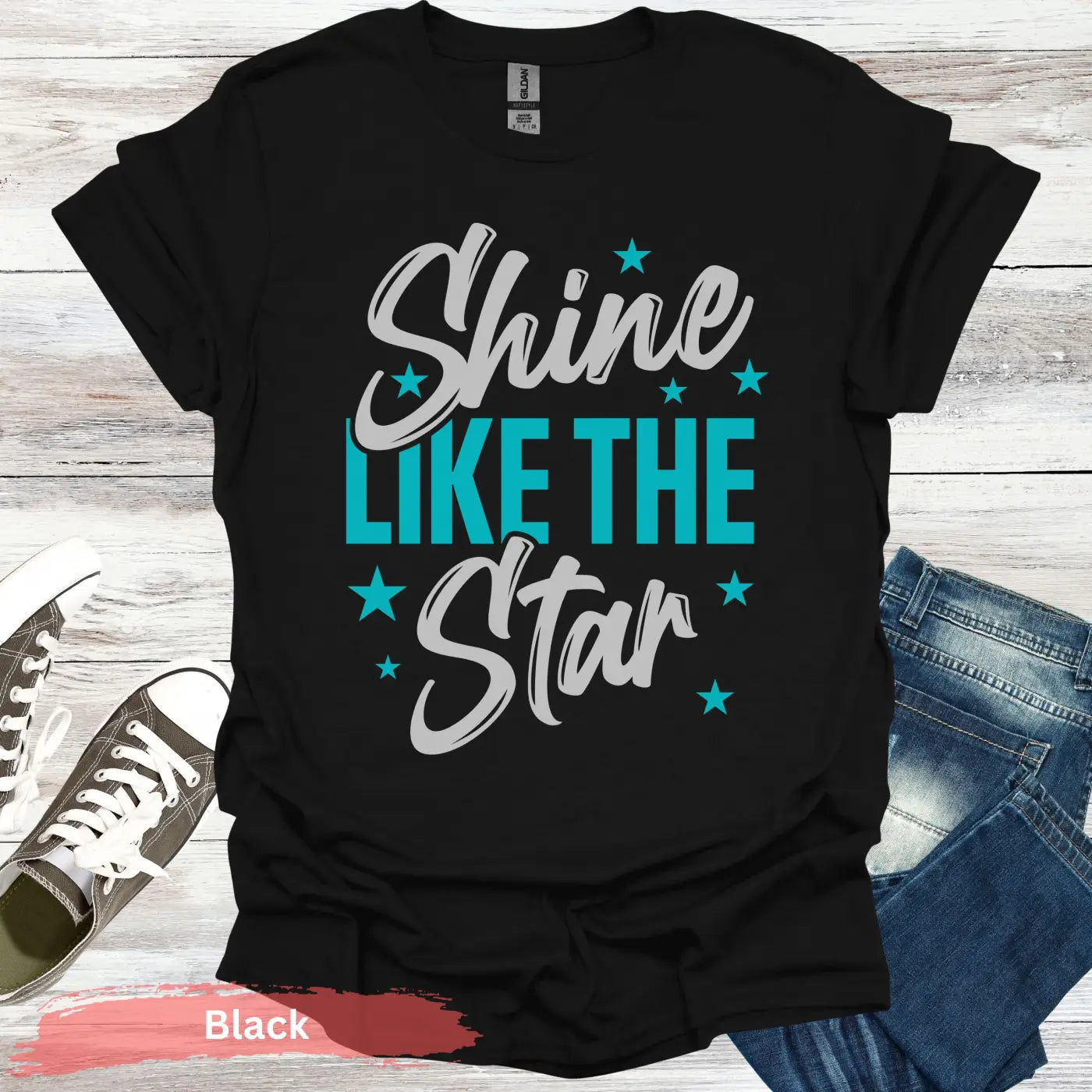 Shine Like The Star T-Shirt - S / Black - Physical Item