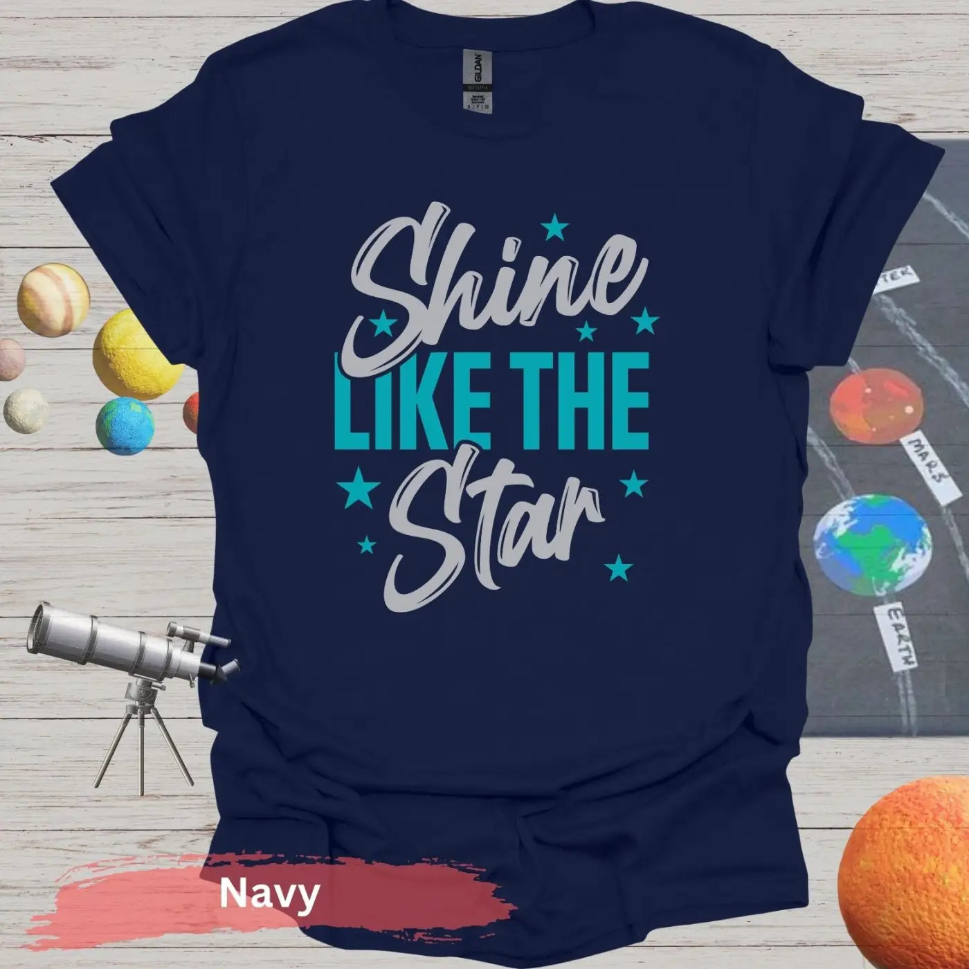 Shine Like The Star T-Shirt - S / Navy - Physical Item