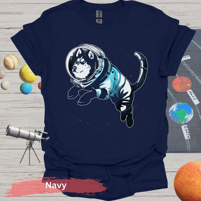 Siberian Husky in Astronaut Suit T-shirt - S - Unisex / Navy - Physical Item