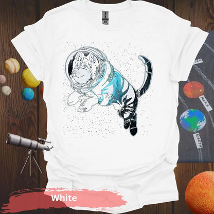 Siberian Husky in Astronaut Suit T-shirt - S - Unisex / White - Physical Item