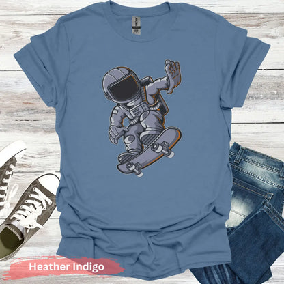 Skater Astronaut T-Shirt - S / Heather Indigo - Physical Item