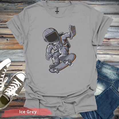 Skater Astronaut T-Shirt - S / Ice Grey - Physical Item