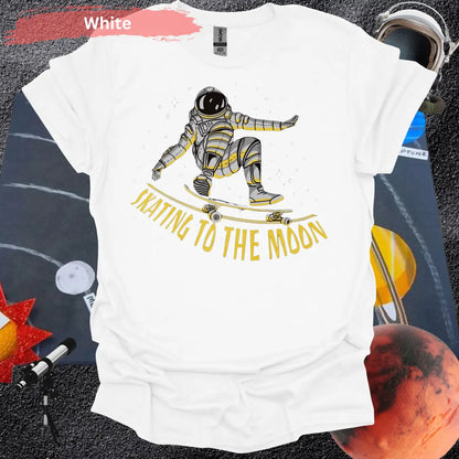 Skating to the Moon: Dynamic Astronaut T-Shirt - S / White - Physical Item