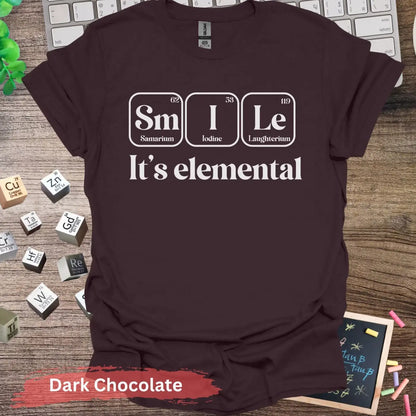 Smile it’s elemental T-shirt - S / Dark Chocolate - Physical Item