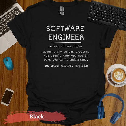 Software Engineer Definition T-Shirt - S / Black - Physical Item