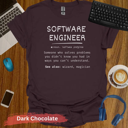 Software Engineer Definition T-Shirt - S / Dark Chocolate - Physical Item