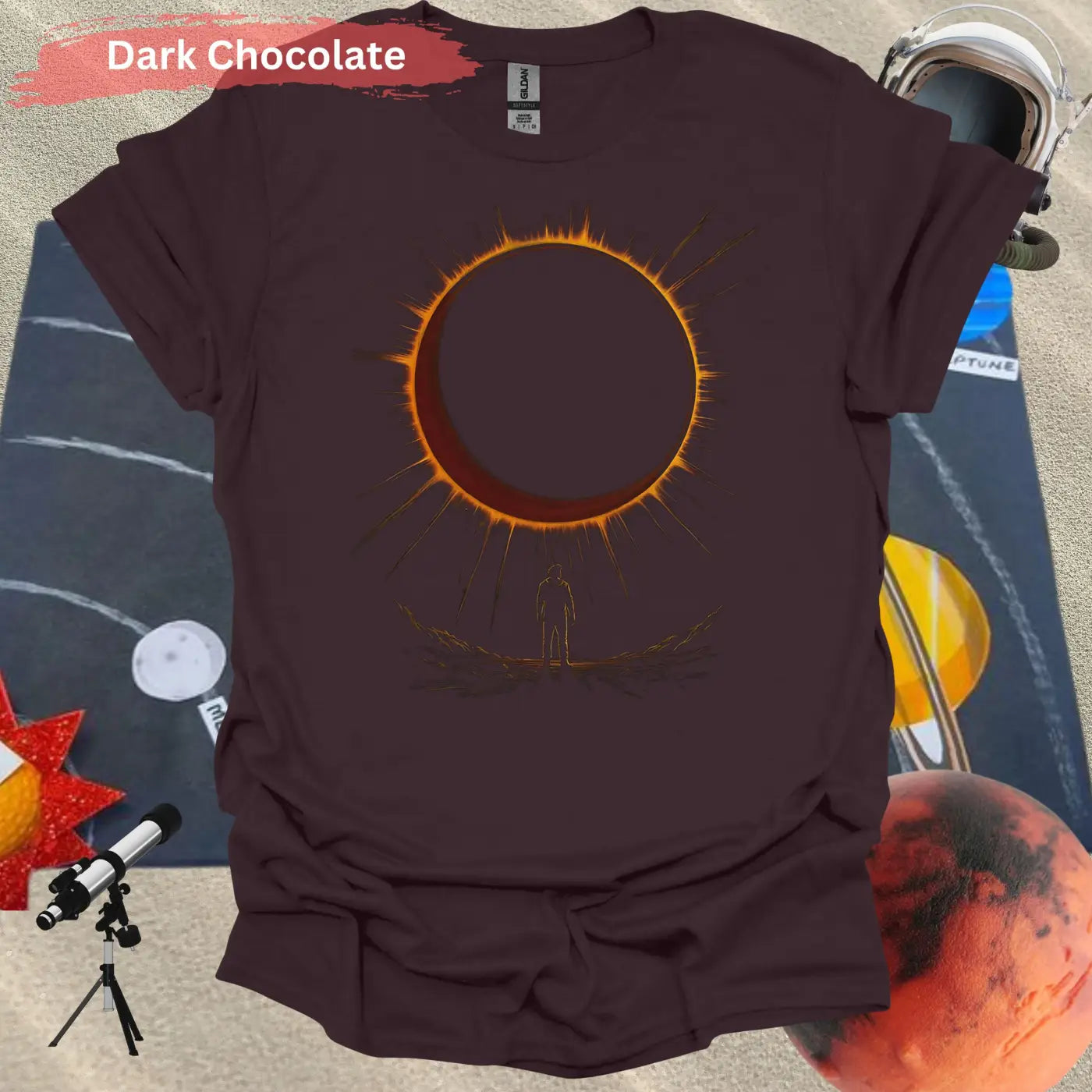 Solar Eclipse Adventure T-shirt - S / Dark Chocolate - Physical Item