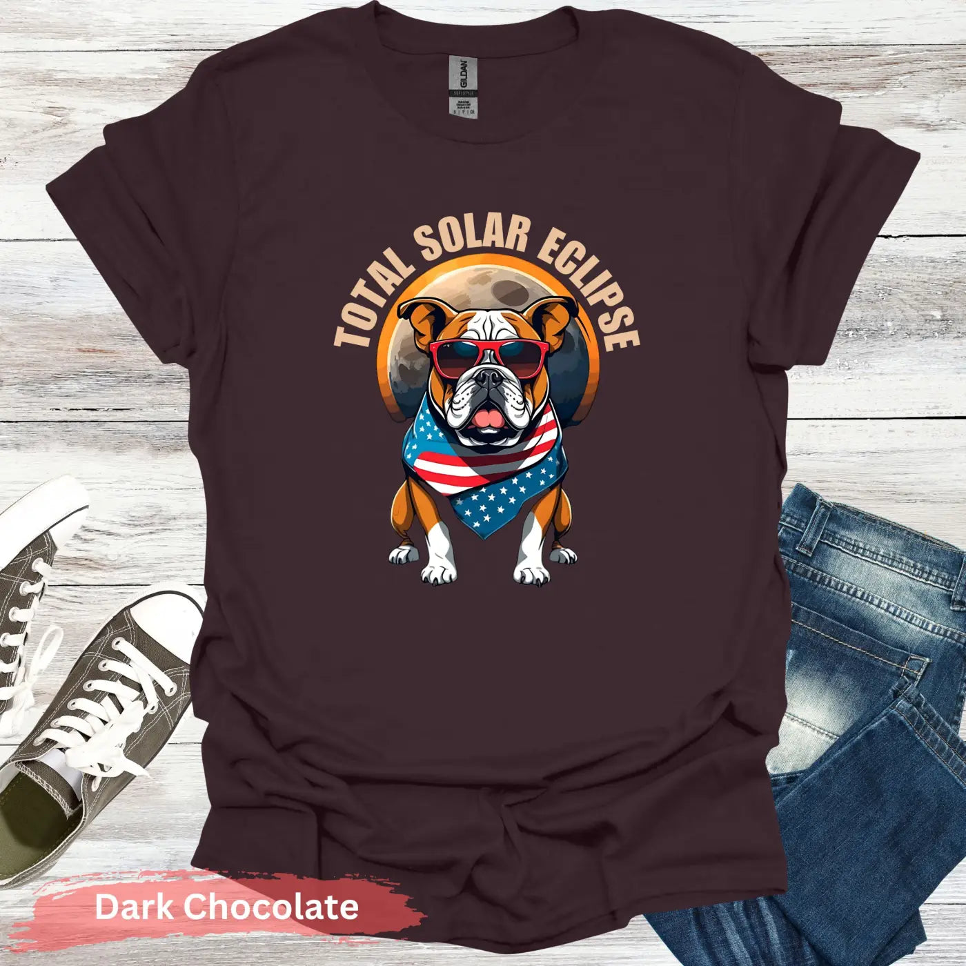 Solar Eclipse Bulldog T-Shirt - Physical Item