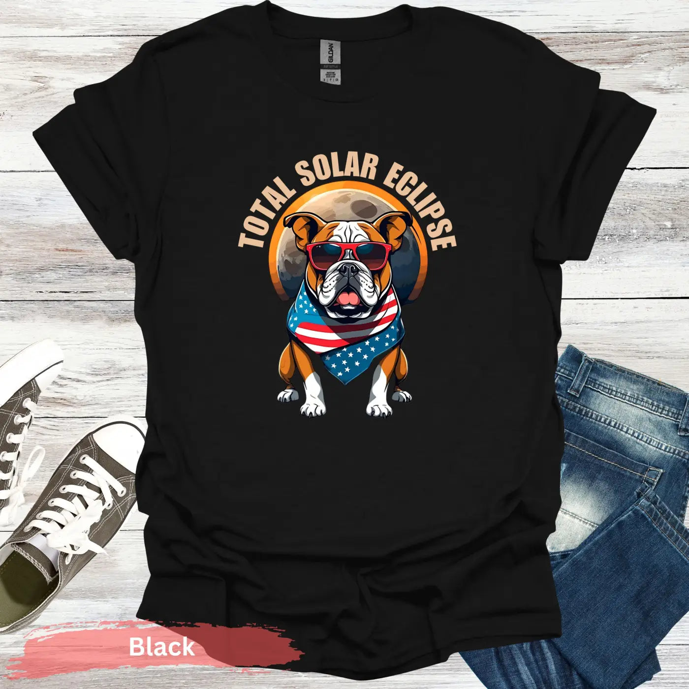 Solar Eclipse Bulldog T-Shirt - S / Black - Physical Item