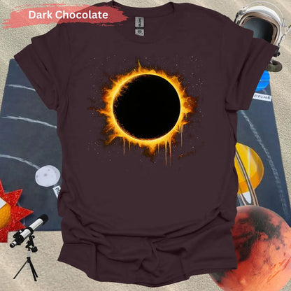 Solar Eclipse Flame Burst T-shirt - S / Dark Chocolate - Physical Item