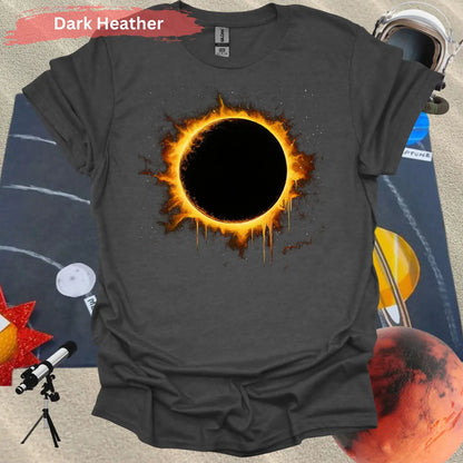 Solar Eclipse Flame Burst T-shirt - S / Dark Heather - Physical Item