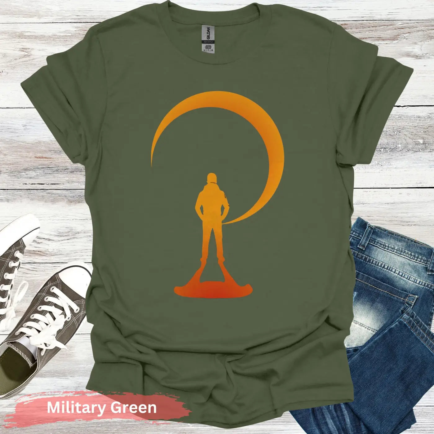 Solar Eclipse T-shirt - S / Military Green - Physical Item
