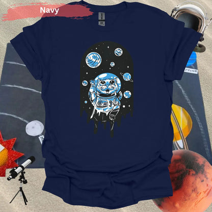 Space Cat T-Shirt: Adorable Cosmic Adventure Design - S / Navy - Physical Item