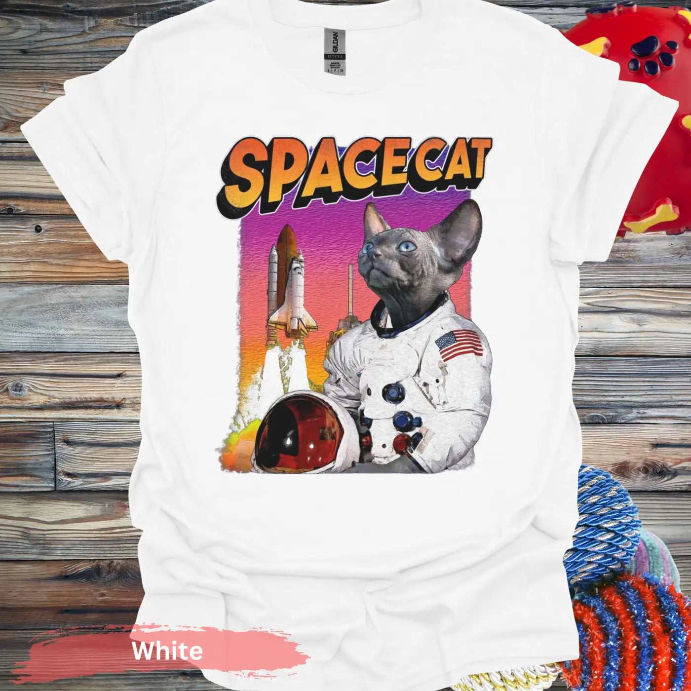 Space Cat: Cosmic Adventurer T-Shirt - S / White - Physical Item