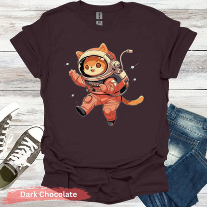 Space Cat T-Shirt - S / Dark Chocolate - Physical Item