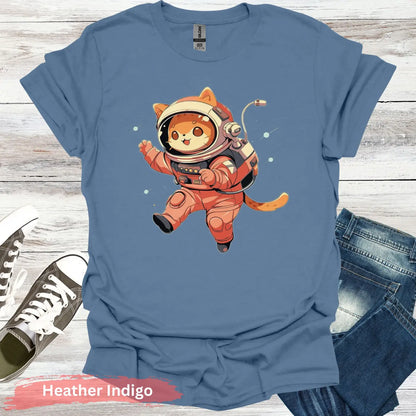 Space Cat T-Shirt - S / Heather Indigo - Physical Item