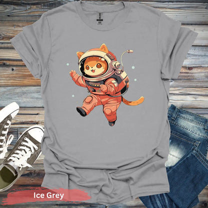 Space Cat T-Shirt - S / Ice Grey - Physical Item