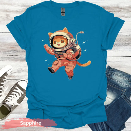 Space Cat T-Shirt - S / Sapphire - Physical Item