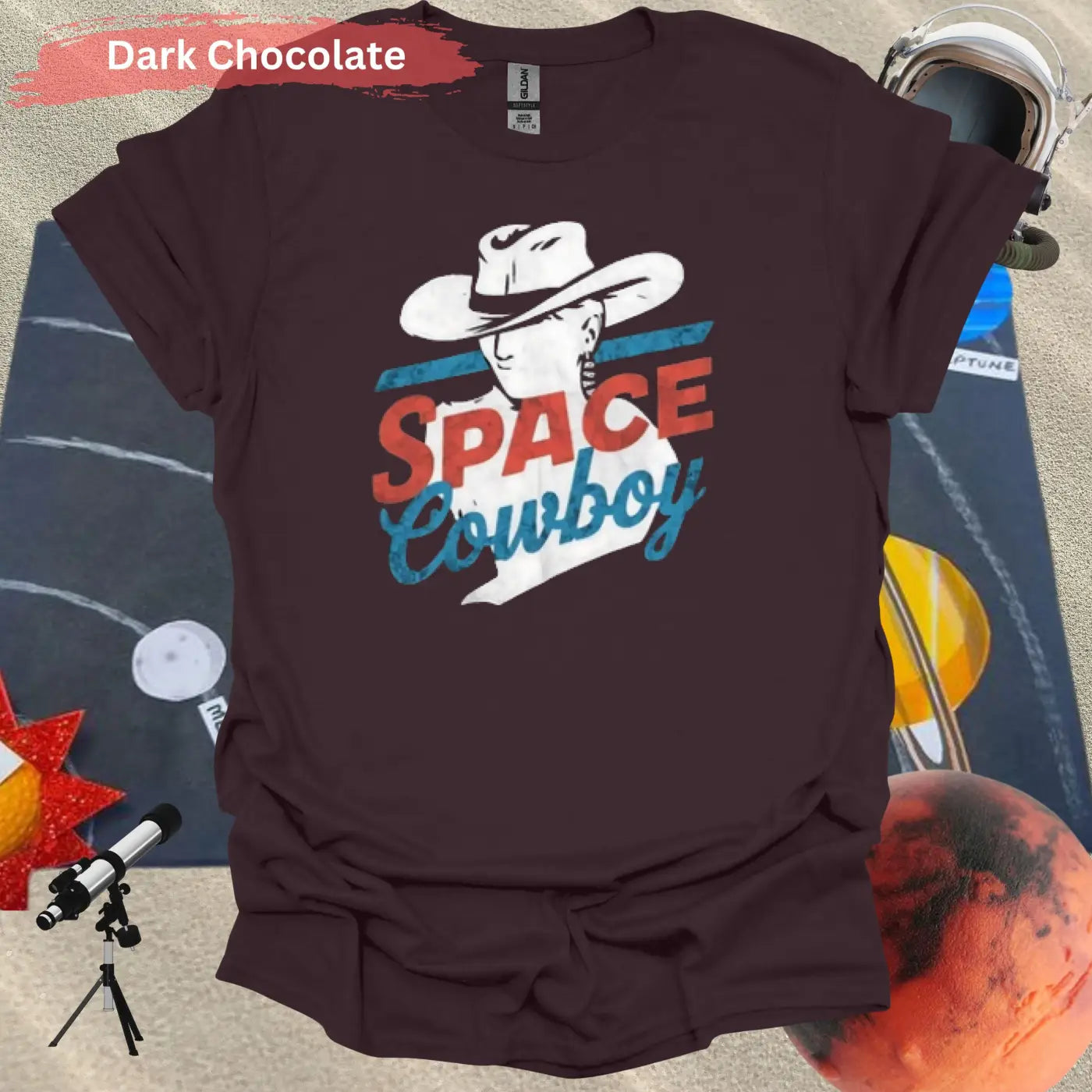 Space Cowboy Retro Style Printed Graphic T-Shirt - Physical Item