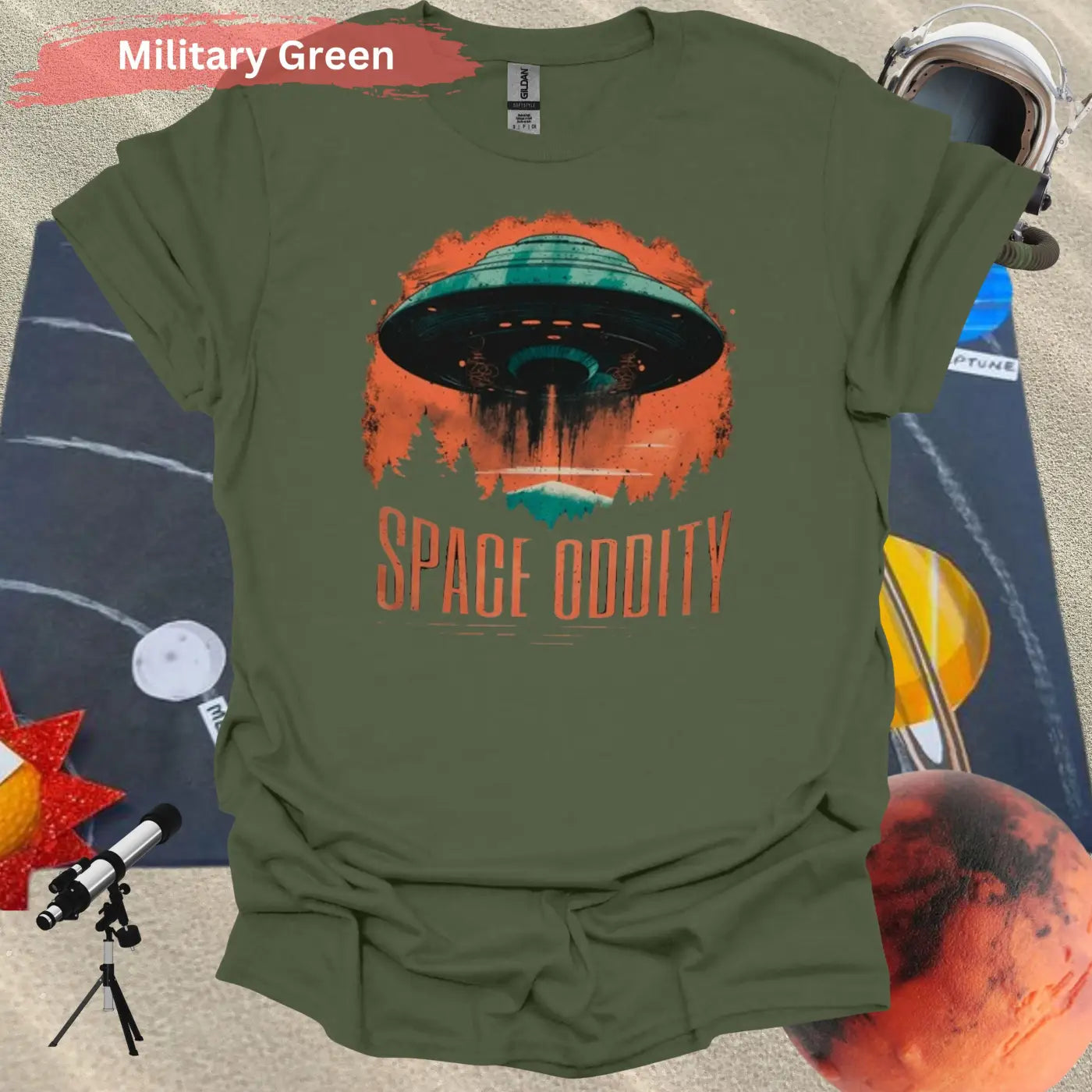 Space Oddity T-Shirt - S / Military Green - Physical Item