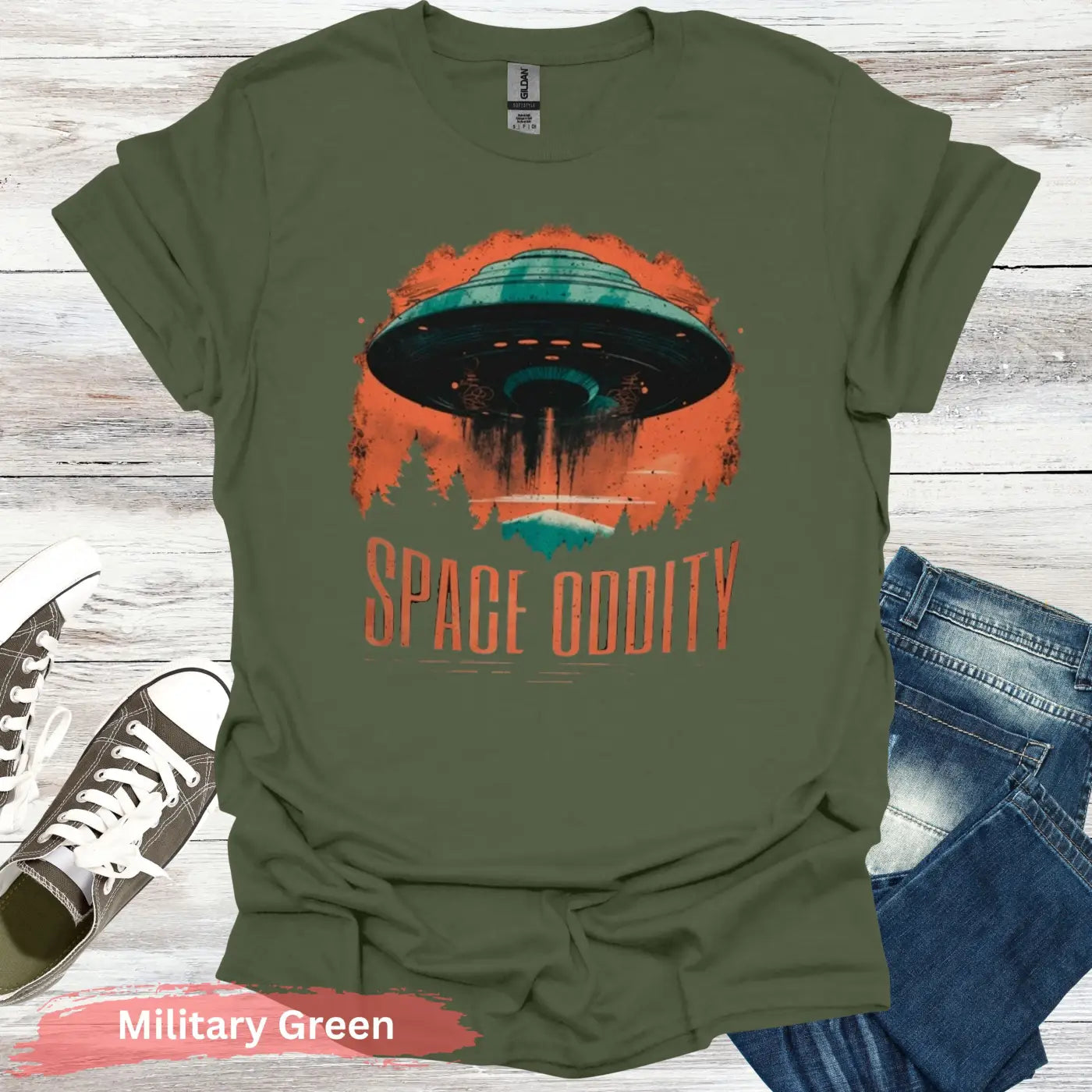 Space Oddity T-Shirt - S / Military Green - Physical Item