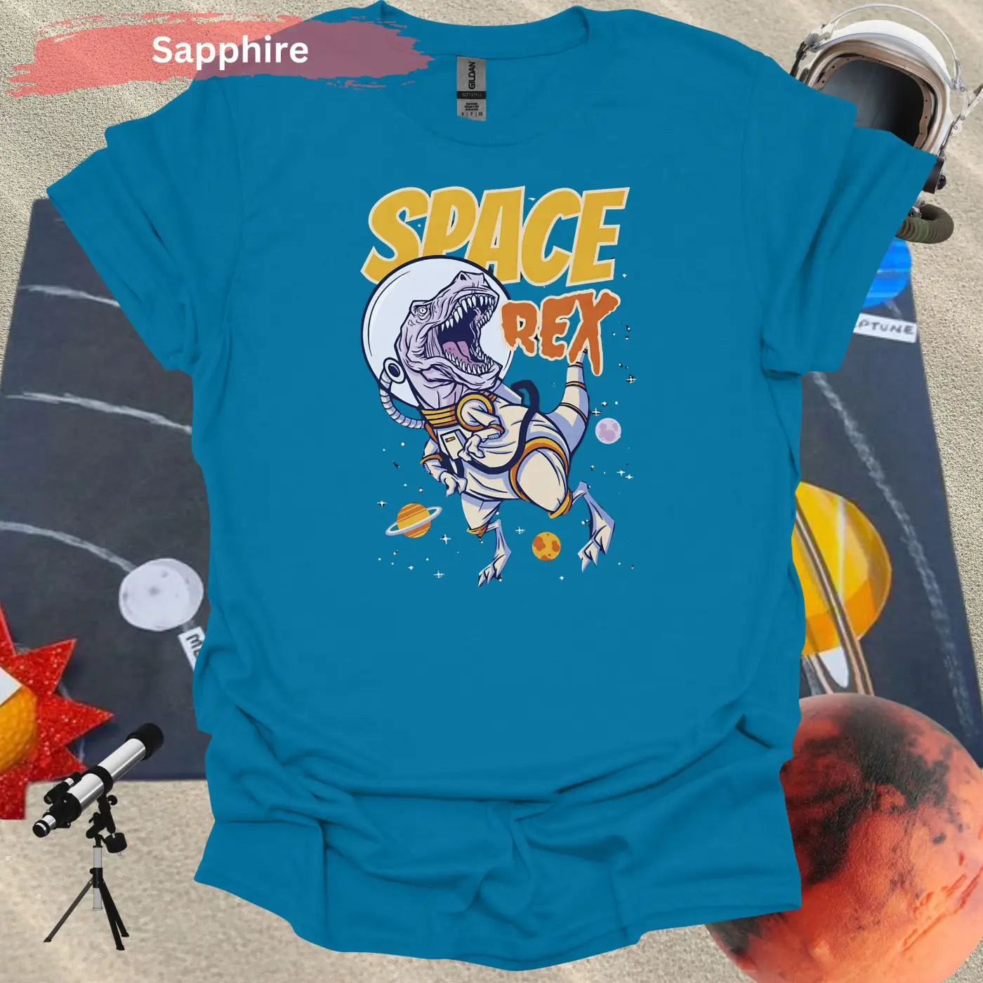 Space Rex: Intergalactic Dinosaur Adventure T-Shirt - S / Sapphire - Physical Item