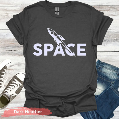 Space Rocket T-Shirt - S / Dark Heather - Physical Item