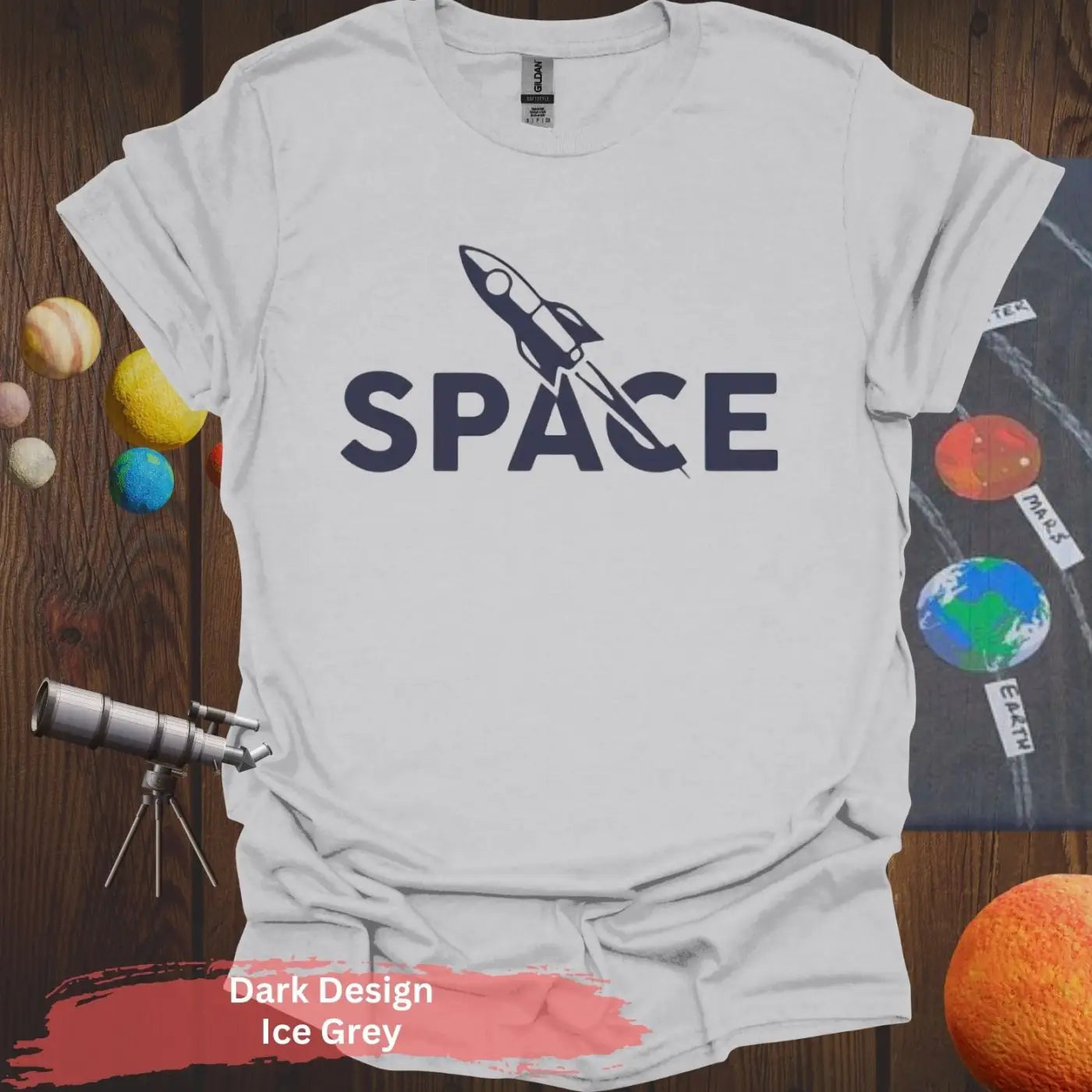 Minimalist Space Rocket T-Shirt – A Clean Launch of Style - S / Ice Grey - Physical Item