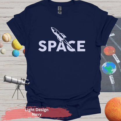 Minimalist Space Rocket T-Shirt – A Clean Launch of Style - S / Navy - Physical Item