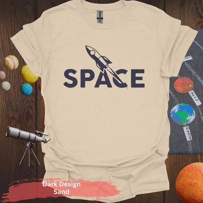 Minimalist Space Rocket T-Shirt – A Clean Launch of Style - S / Sand - Physical Item