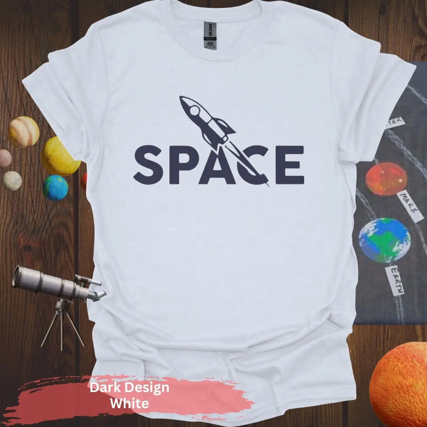 Minimalist Space Rocket T-Shirt – A Clean Launch of Style - S / White - Physical Item