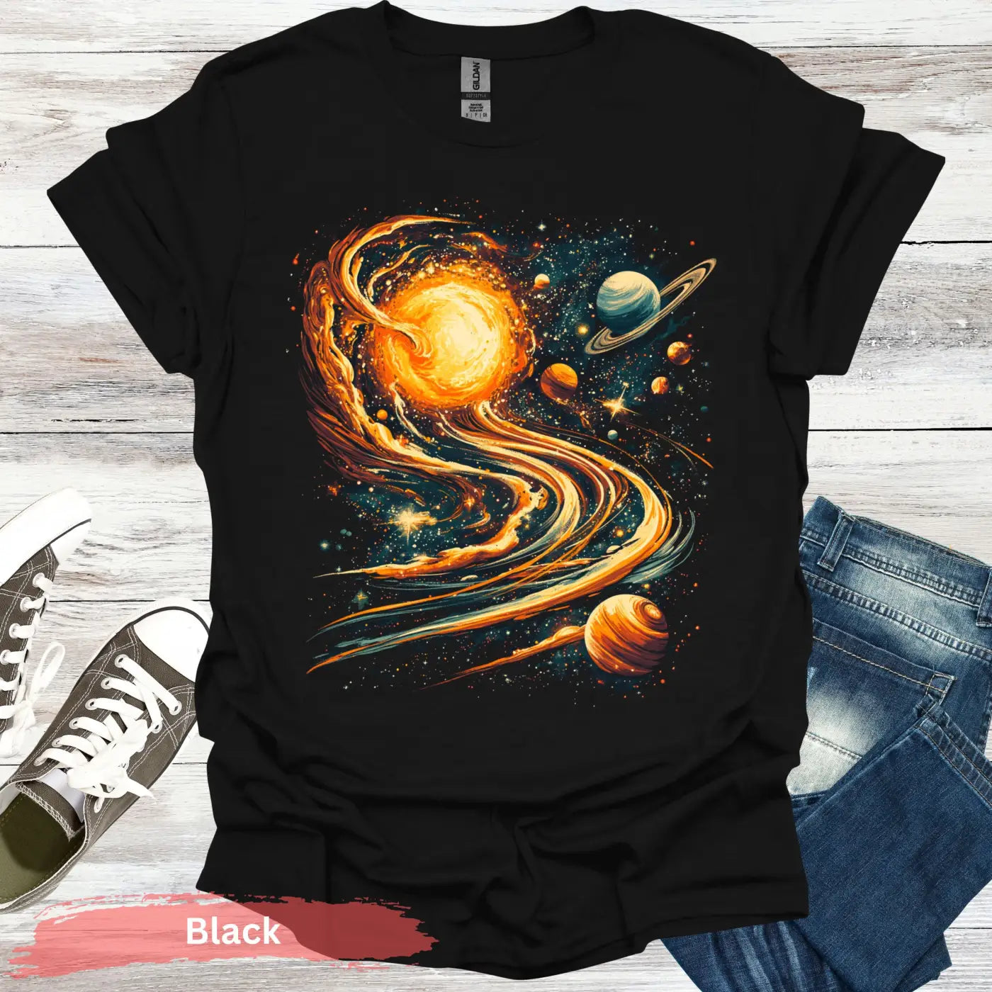 Spaced Out Galaxy T-Shirt - S / Black - Physical Item
