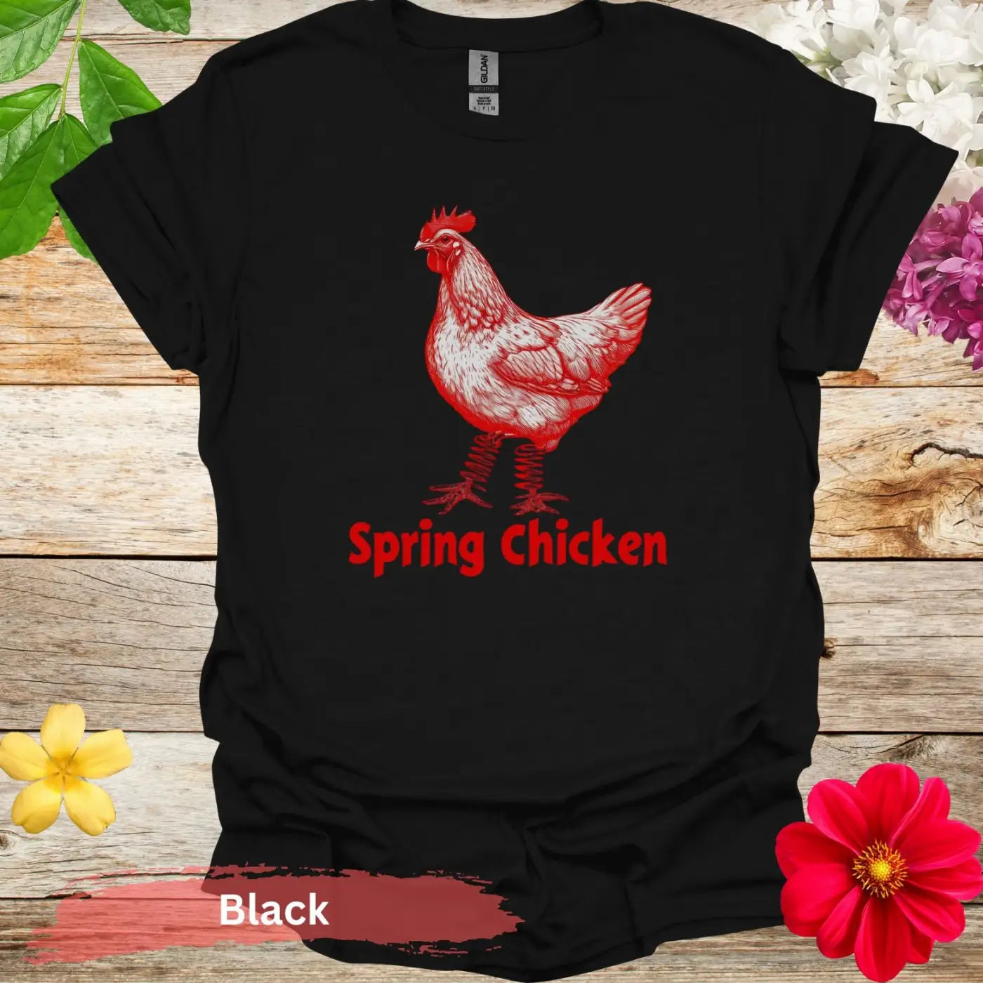 Spring Chicken Graphic T-shirt - S / Black - Physical Item