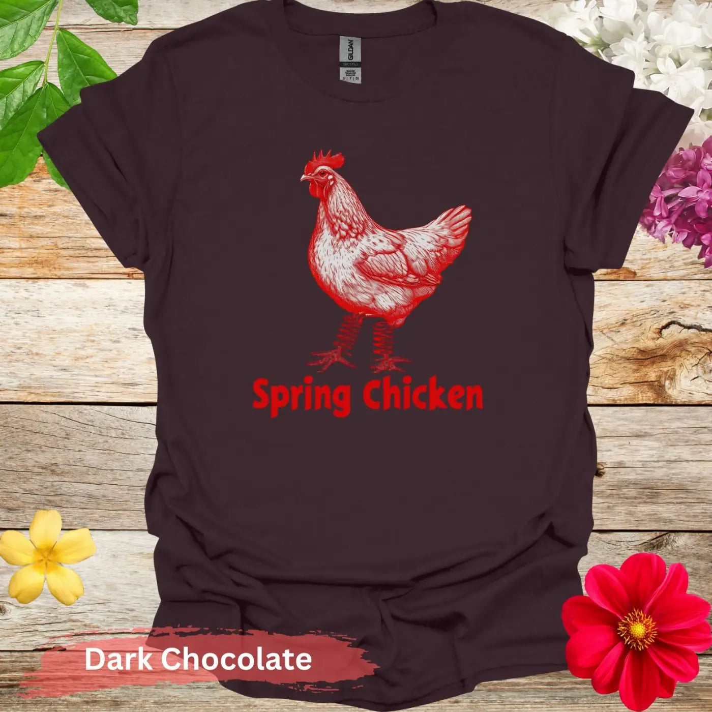 Spring Chicken Graphic T-shirt - S / Dark Chocolate - Physical Item