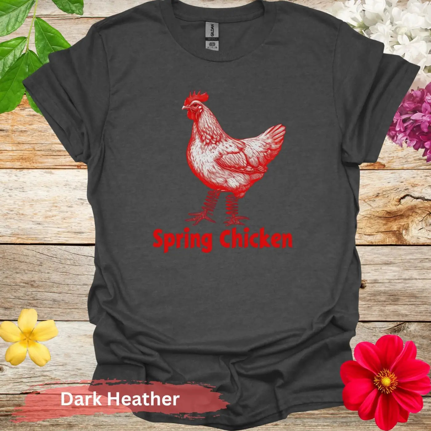 Spring Chicken Graphic T-shirt - S / Dark Heather - Physical Item