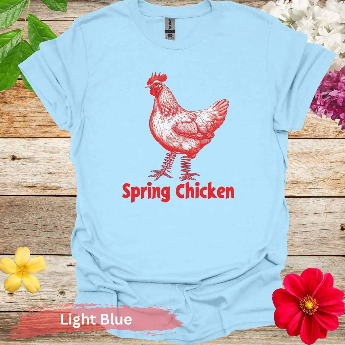 Spring Chicken Graphic T-shirt - S / Light Blue - Physical Item