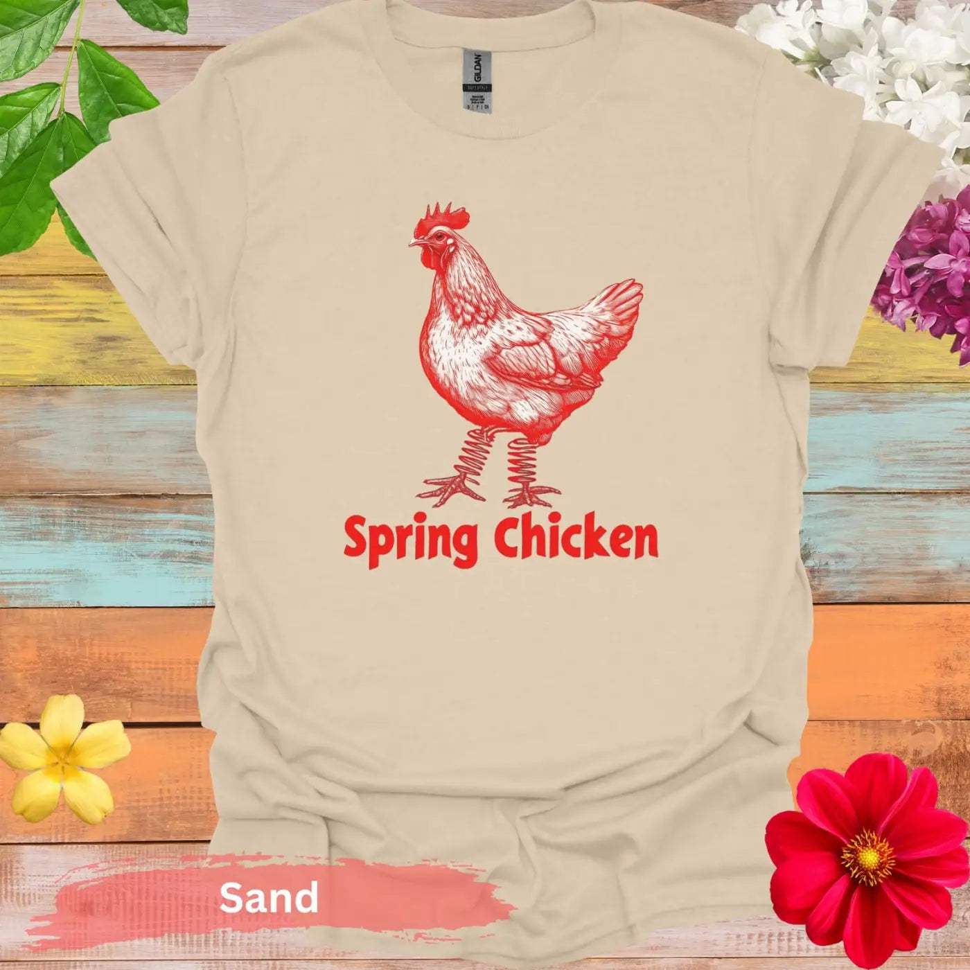 Spring Chicken Graphic T-shirt - S / Sand - Physical Item