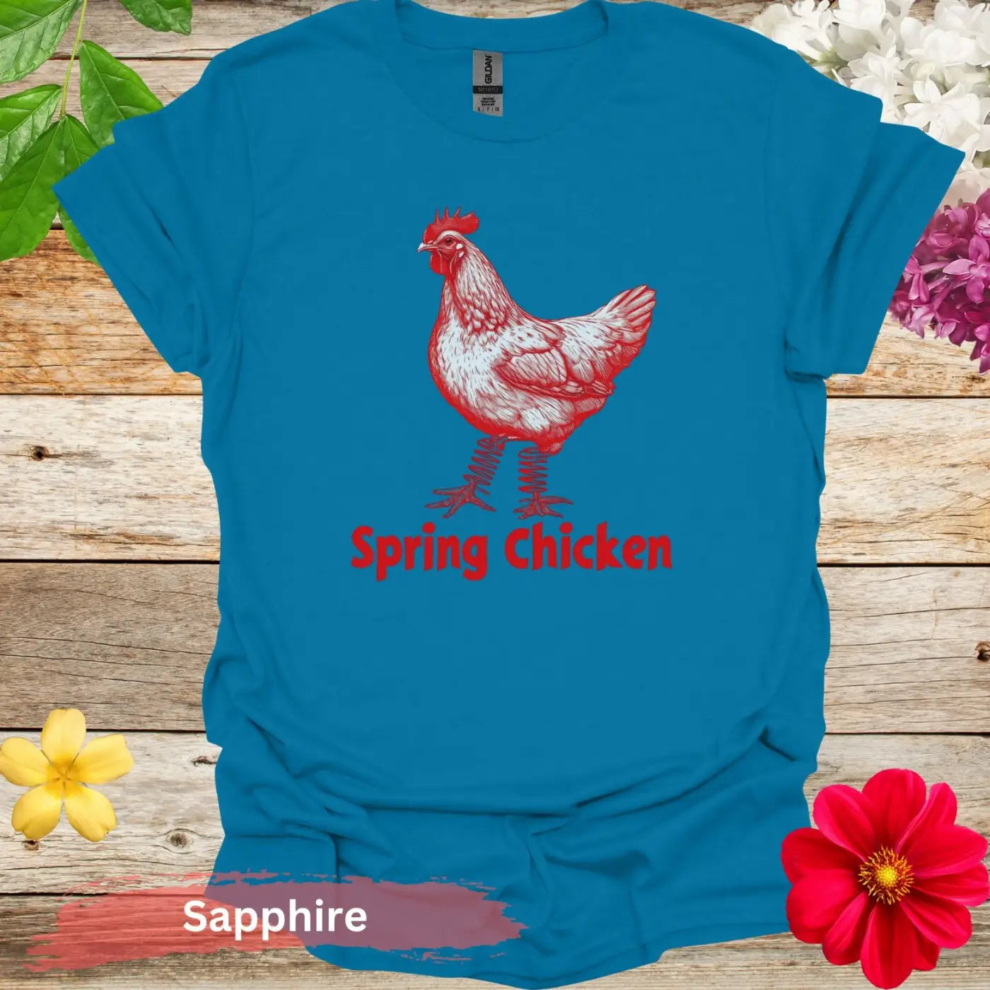 Spring Chicken Graphic T-shirt - S / Sapphire - Physical Item