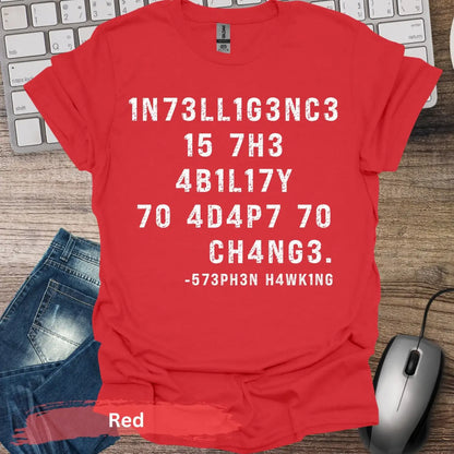 Stephen Hawking Quote T-shirt - S / Red - Physical Item