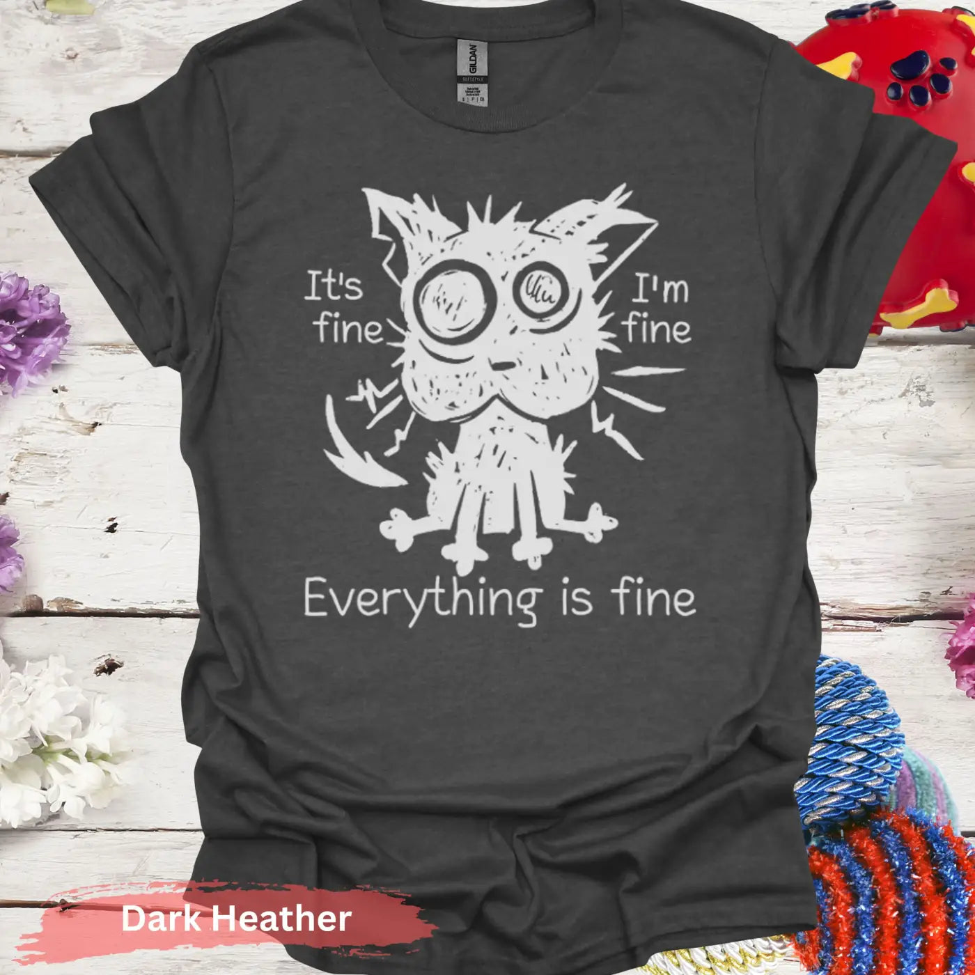 Everything Is Fine T-shirt - S / Dark Heather - Physical Item