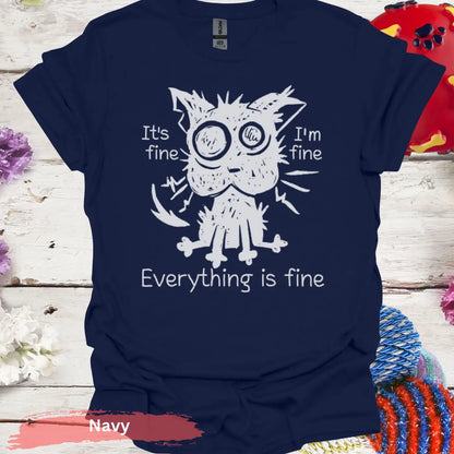 Everything Is Fine T-shirt - S / Navy - Physical Item