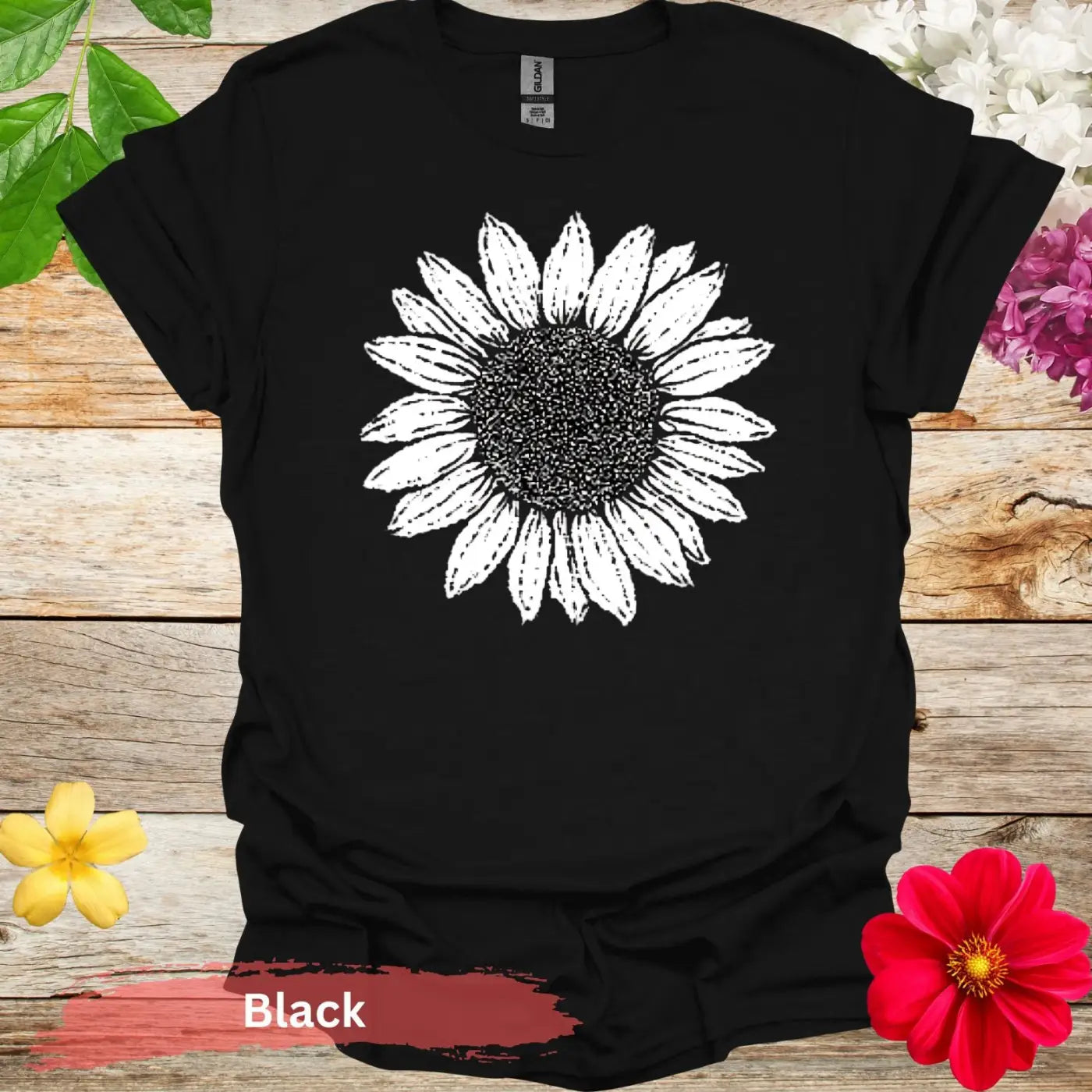 Sunflower Graphic T-shirt - S / Black - Physical Item