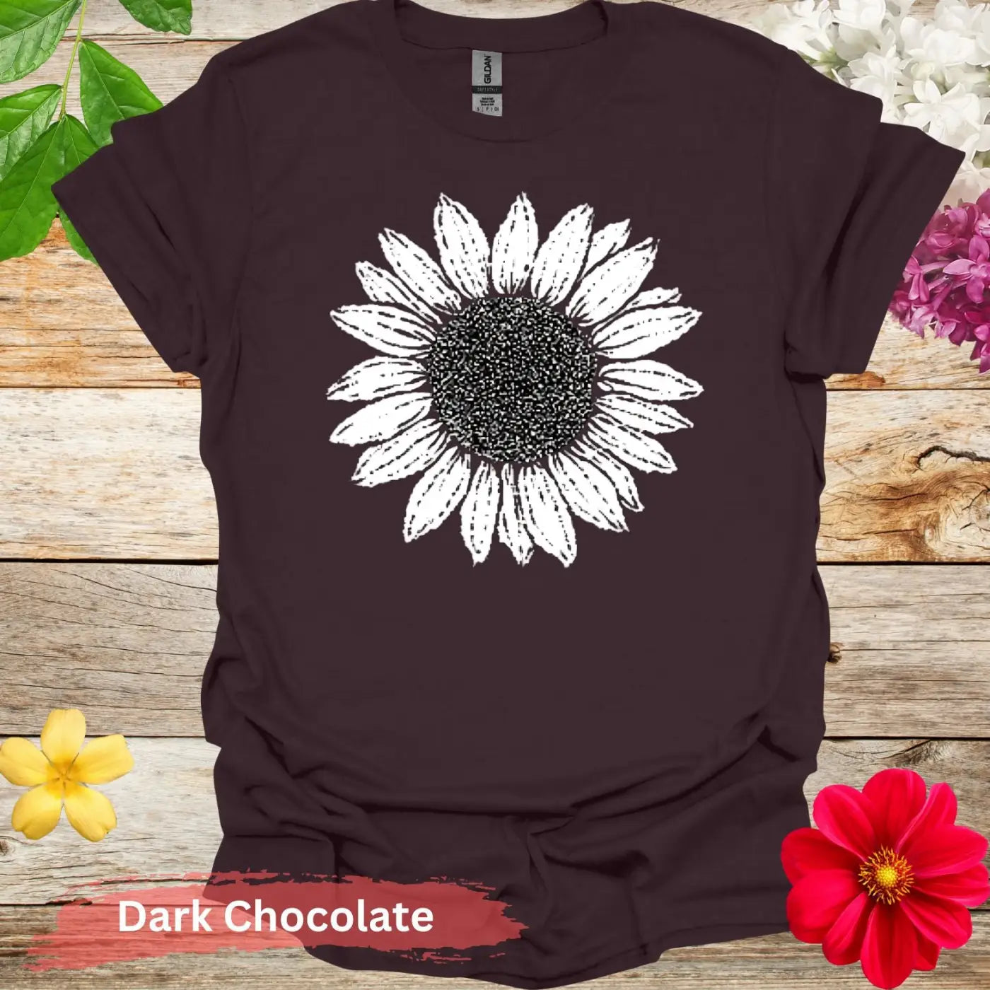 Sunflower Graphic T-shirt - S / Dark Chocolate - Physical Item